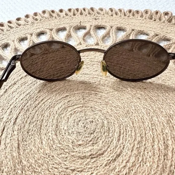 Ralph Lauren Vintage Mini Round Oval Brown Lens Metal Frame Y2K 90s Sunglasses - Picture 9 of 10
